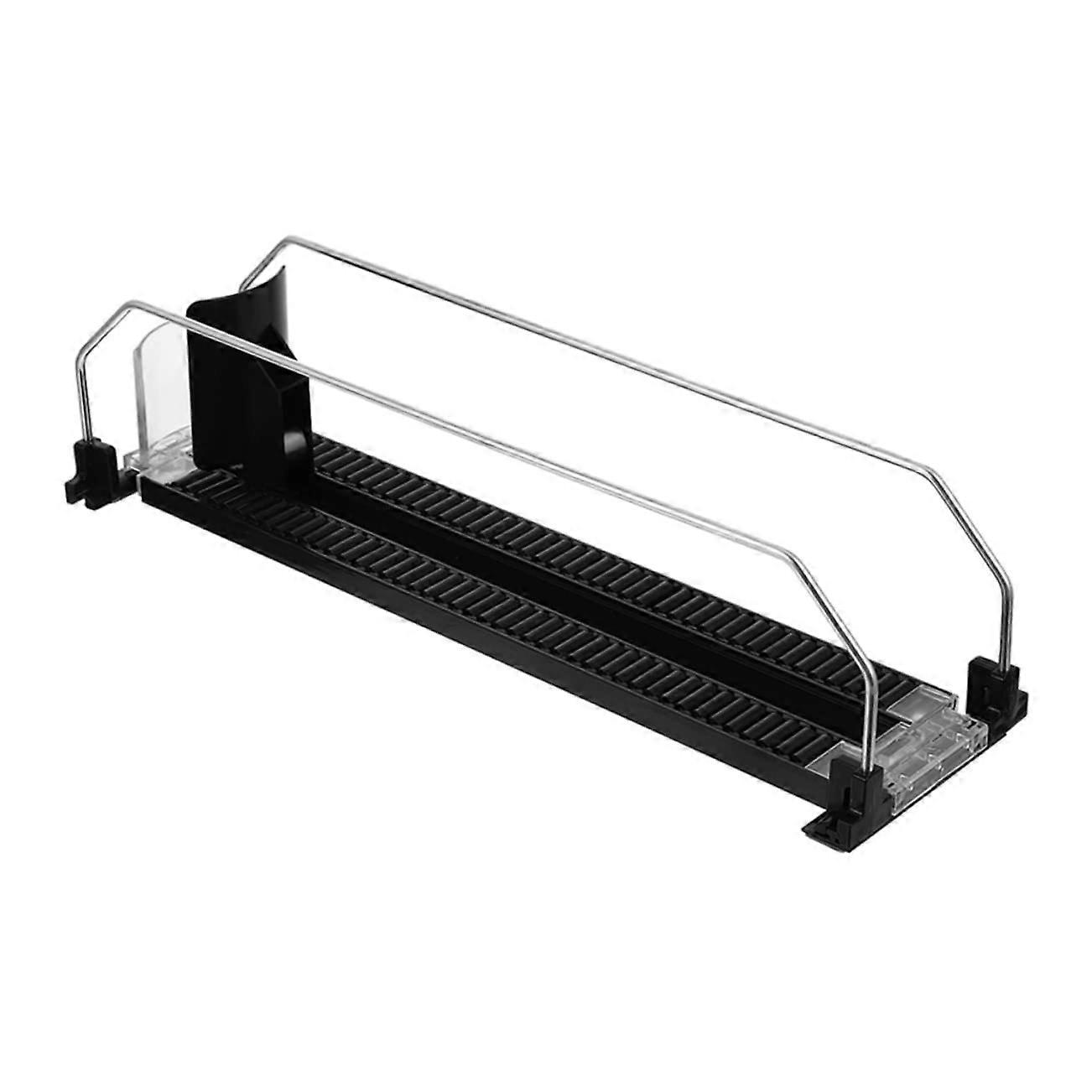 Drink Pusher Organizer with Automatic Advancement, FrontFacing Display for Refrigerator Shelves