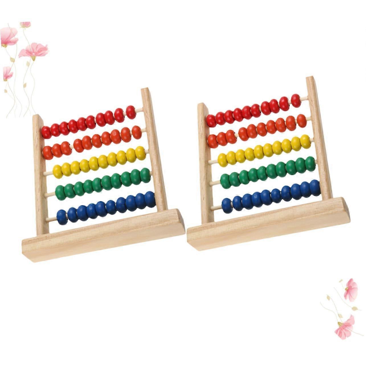 2pcs Wooden Abacus Educational Math Counting Tool for Kids Early Learning Classroom Supply