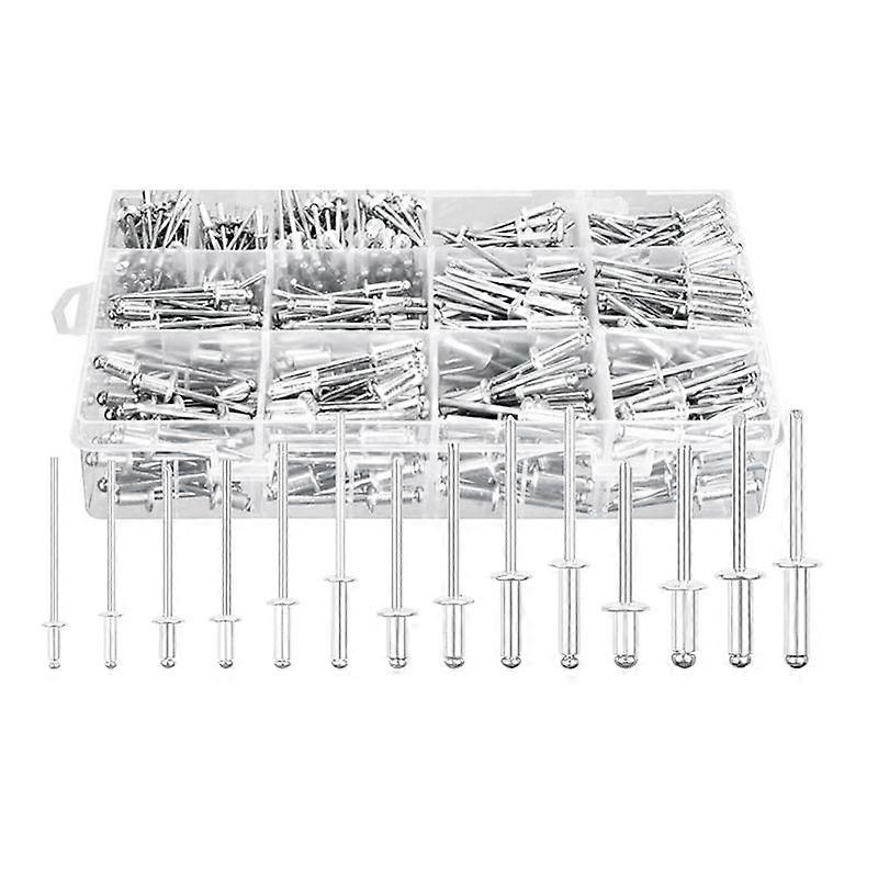 600 Pcs Rivets Assortment Kit, 14 Sizes Aluminum Assorted Rivets