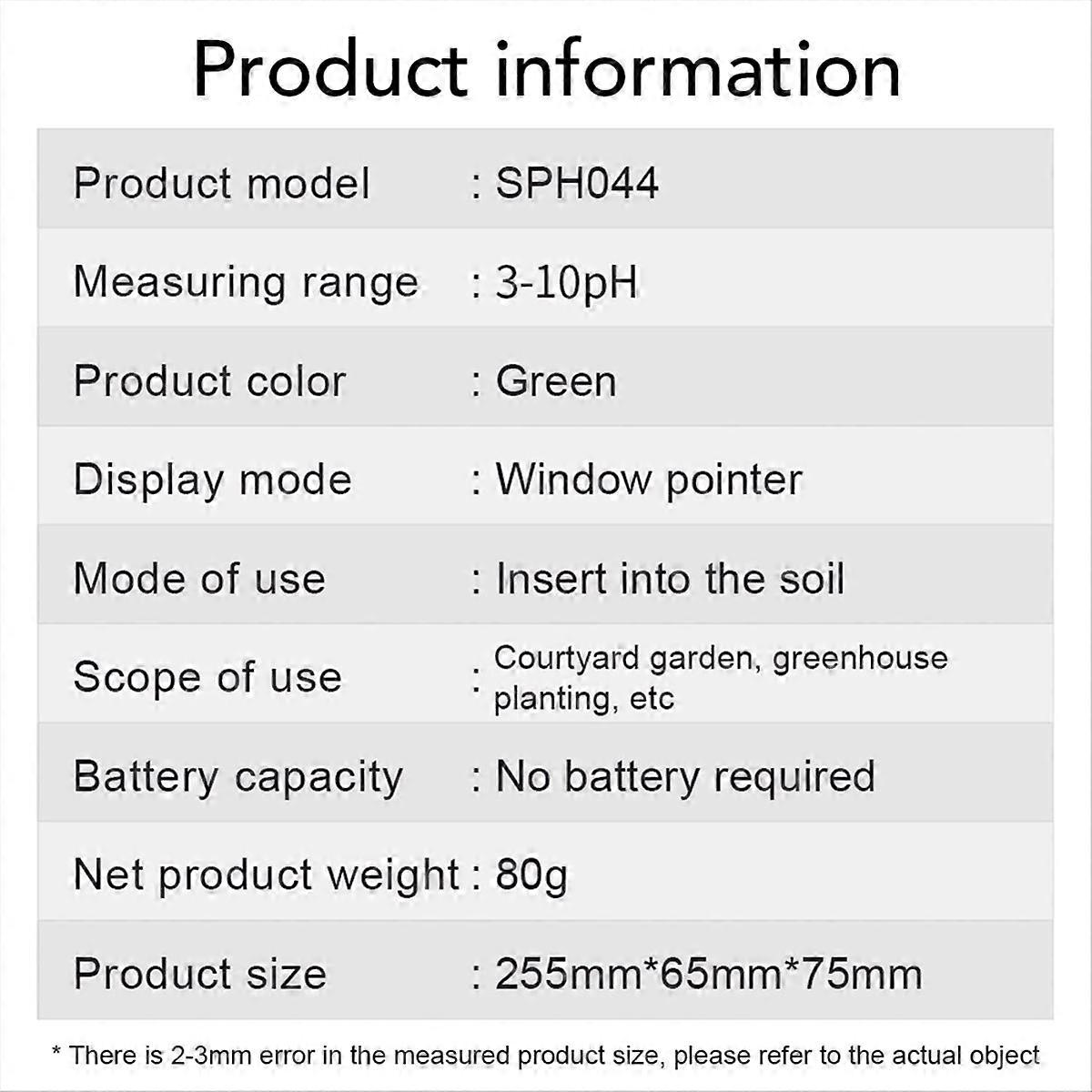 Soil PH Value Tester PH Meter 3-10 PH Value Rapid Tester
