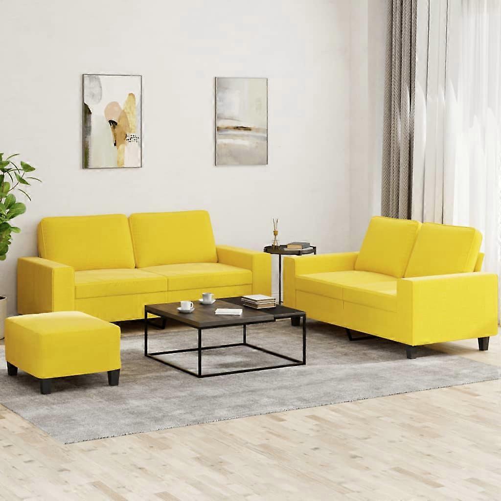 3-tlg. Sofagarnitur Hellgelb Stoff, SKU: 3201895