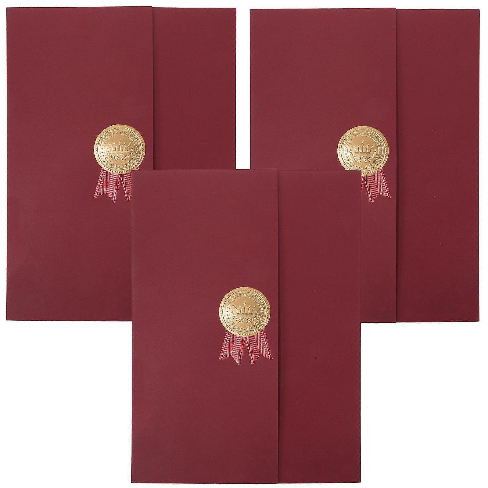 Certificate Cover Three-Fold Diploma Holder for 3Pcs Document Protection