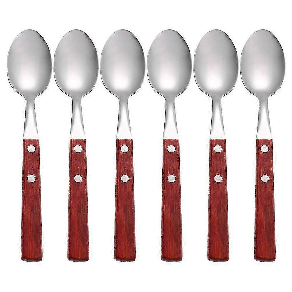 6Pcs Stainless Spoons Kitchen Stirring Spoons Kitchen Coffee Bean Spoons Dessert Silverware Scoops