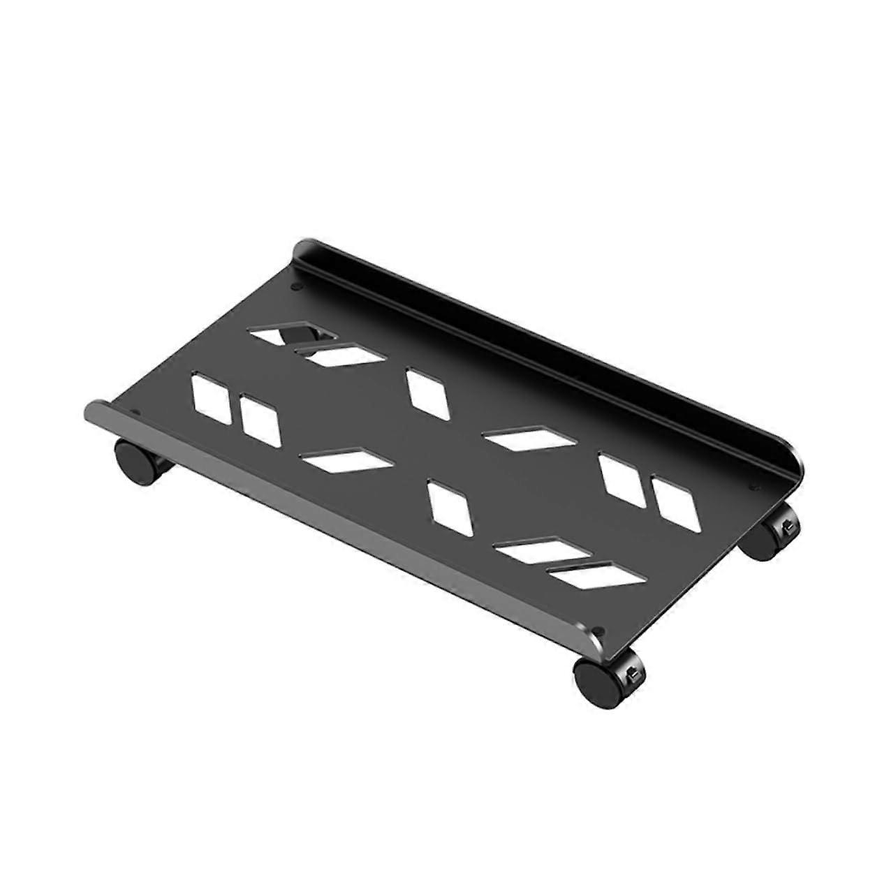 Computer Tower Stand CPU Holder with Lockable Swivel Wheels Adjustable Desktop PC Case Cart Black