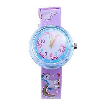 Creative Unicorn Watch PVC Quartz Watch for Kids Wearing Vibrant Purple