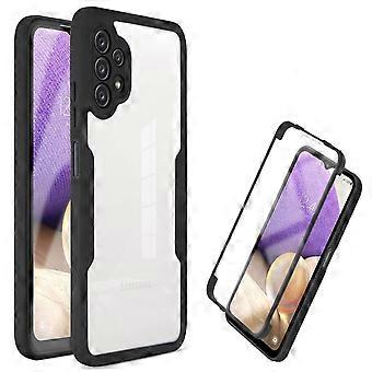 Funda compatible con Samsung Galaxy A53 5G: Híbrida, a prueba de golpes de 360°, protector de pantalla integrado, carcasa negra de PC+TPU.