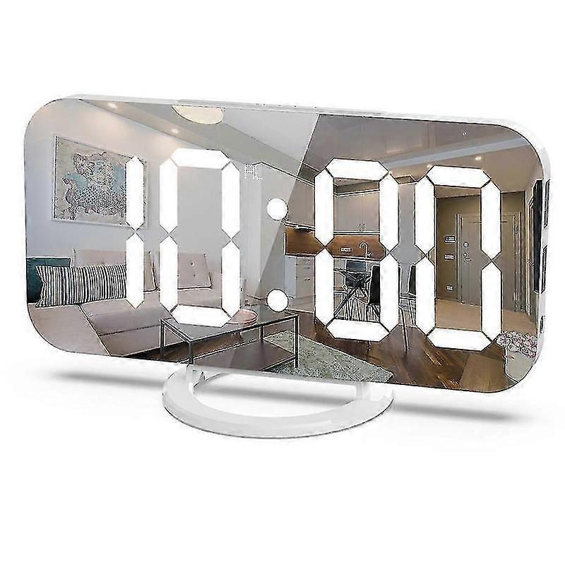 large mirror led alarm clock with customized brightness