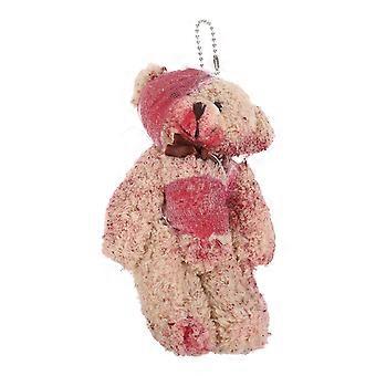 Plush Doll Key Chain Bear Design for Bag Pendant 3Pcs Coffee