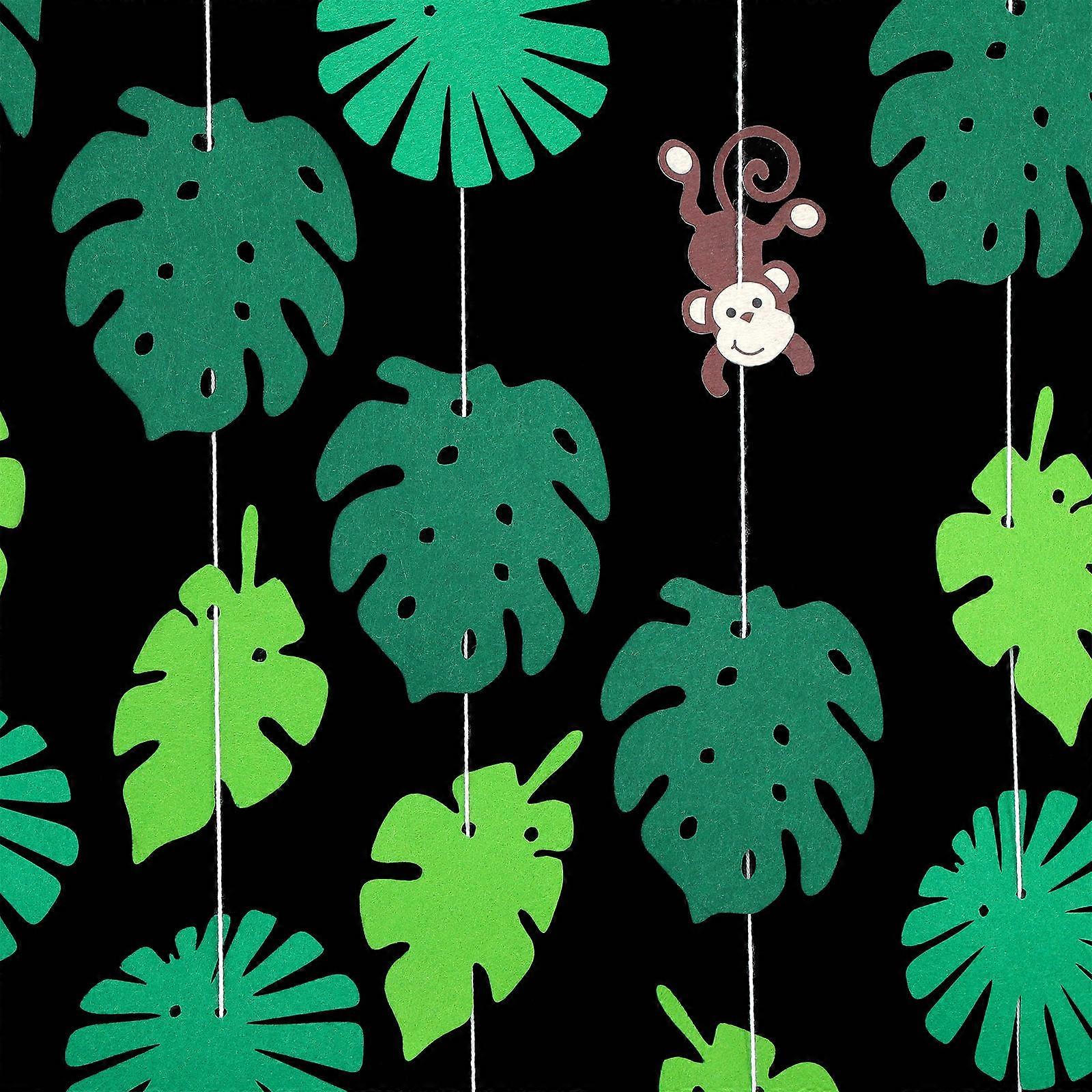 Monkey Cutouts Wall Decor for Palm Leaf Party 2Set Polyester Decorations