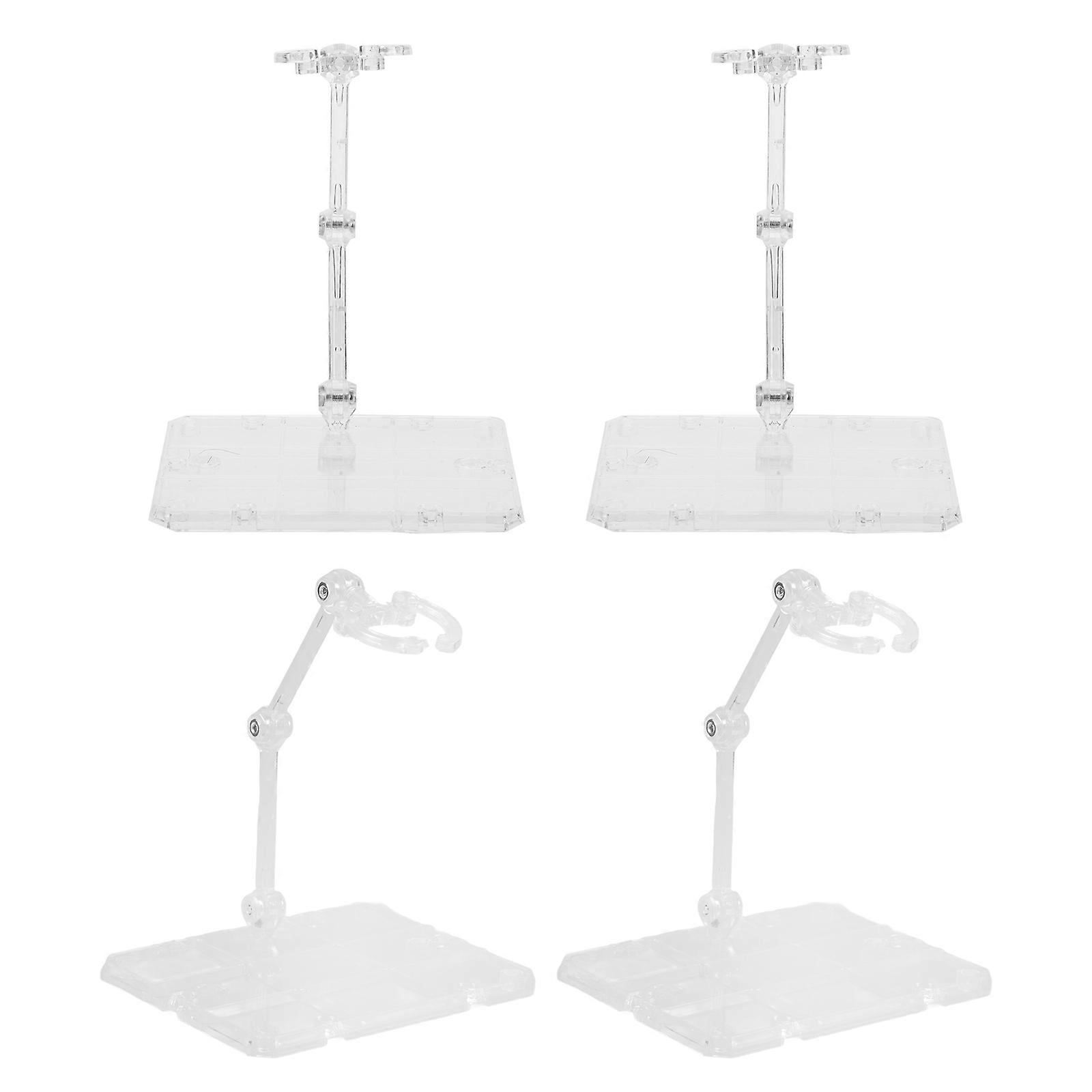 Plastic Action Figure Stand Transparent for Doll Model 4Pcs Display Base