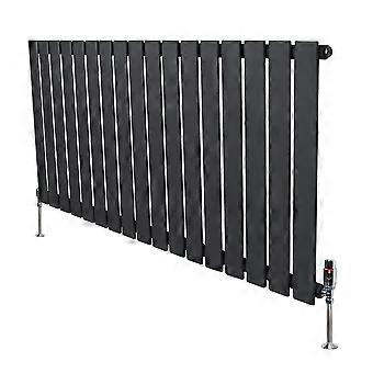 Flat Single Column Radiator 600mm x 1190mm & TRV Chrome Valves Modern Designer Single Panel Central