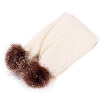 Long Cartoon Winter Scarves Ball Wraps Shawl Warm Knitted Scarf for Baby Boys Girls (White)