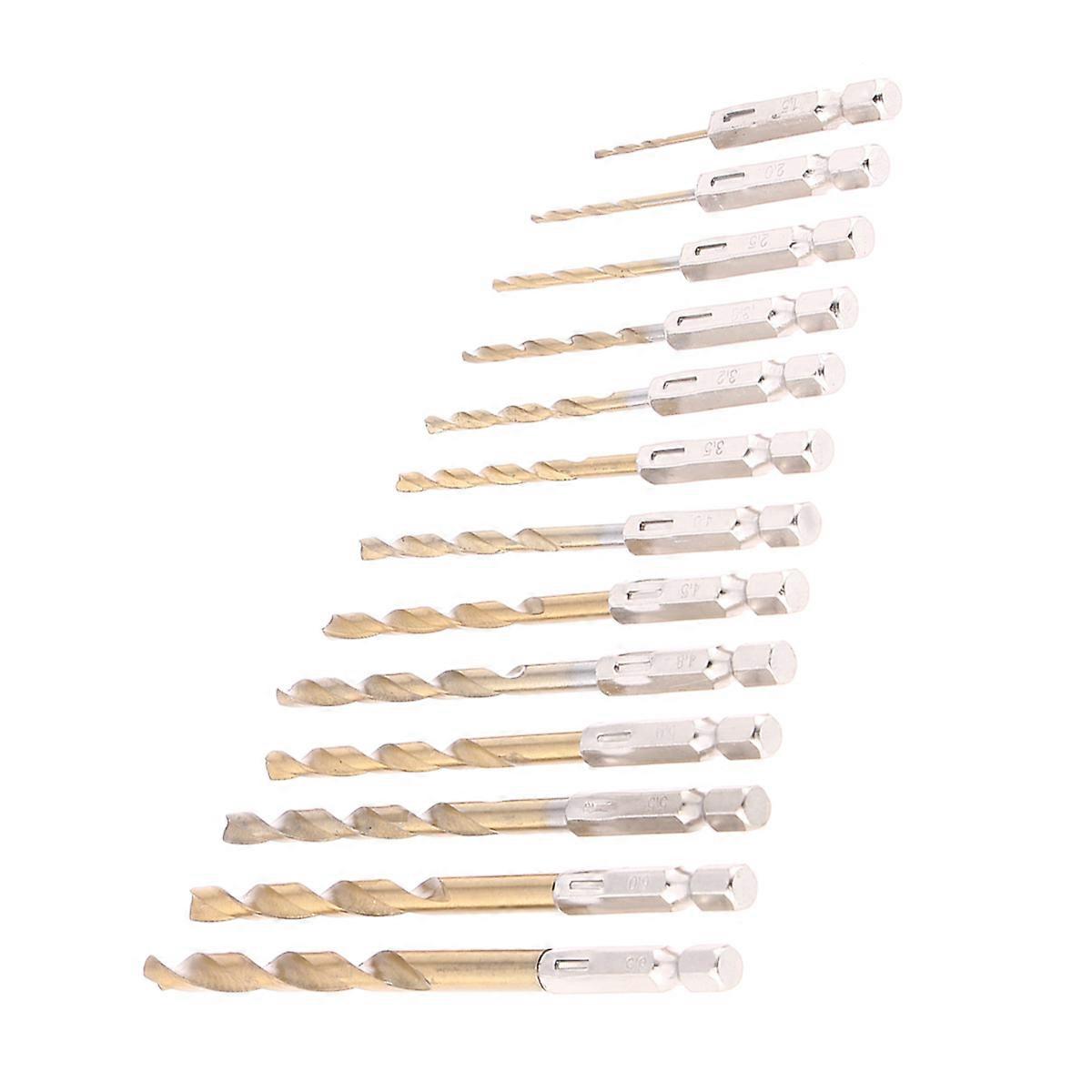 13pcs 1.5-6.5mm Titanium Coated HSS Drill Bit Set