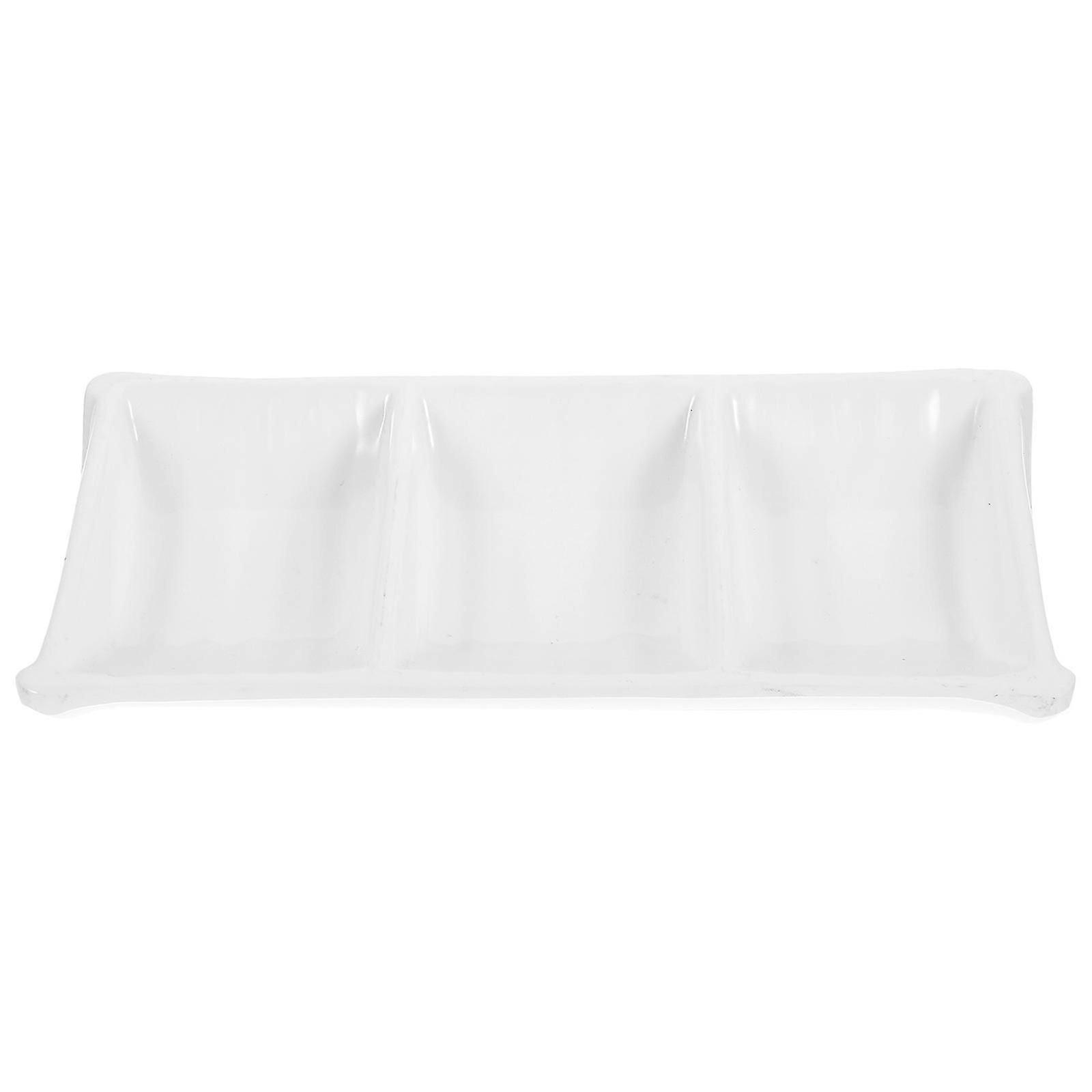 Practical White Sauce Dipping Tray for Storage Three-Grid Serving Plate