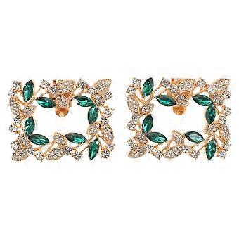 1 Pair Green Rhinestone Shoe Buckles 2.3x1.8inch Decorative Clips Sparkling Removable Shoe Charm Embellishments for Wedding Bridal High Heels Sandals