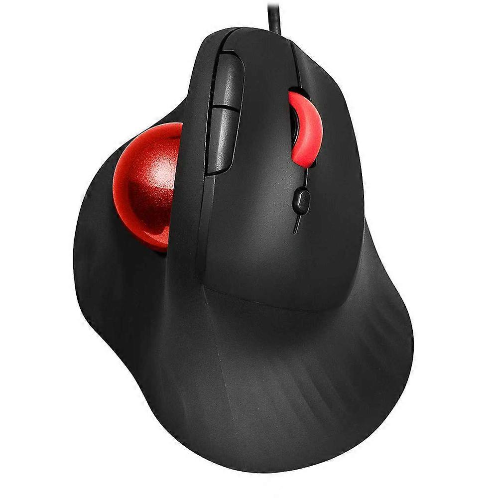 Wired Trackball Mouse Vertical Ergonomic Mice Thumb Control Smooth Tracking Roller Ball Tilt Scroll Computer Mouse