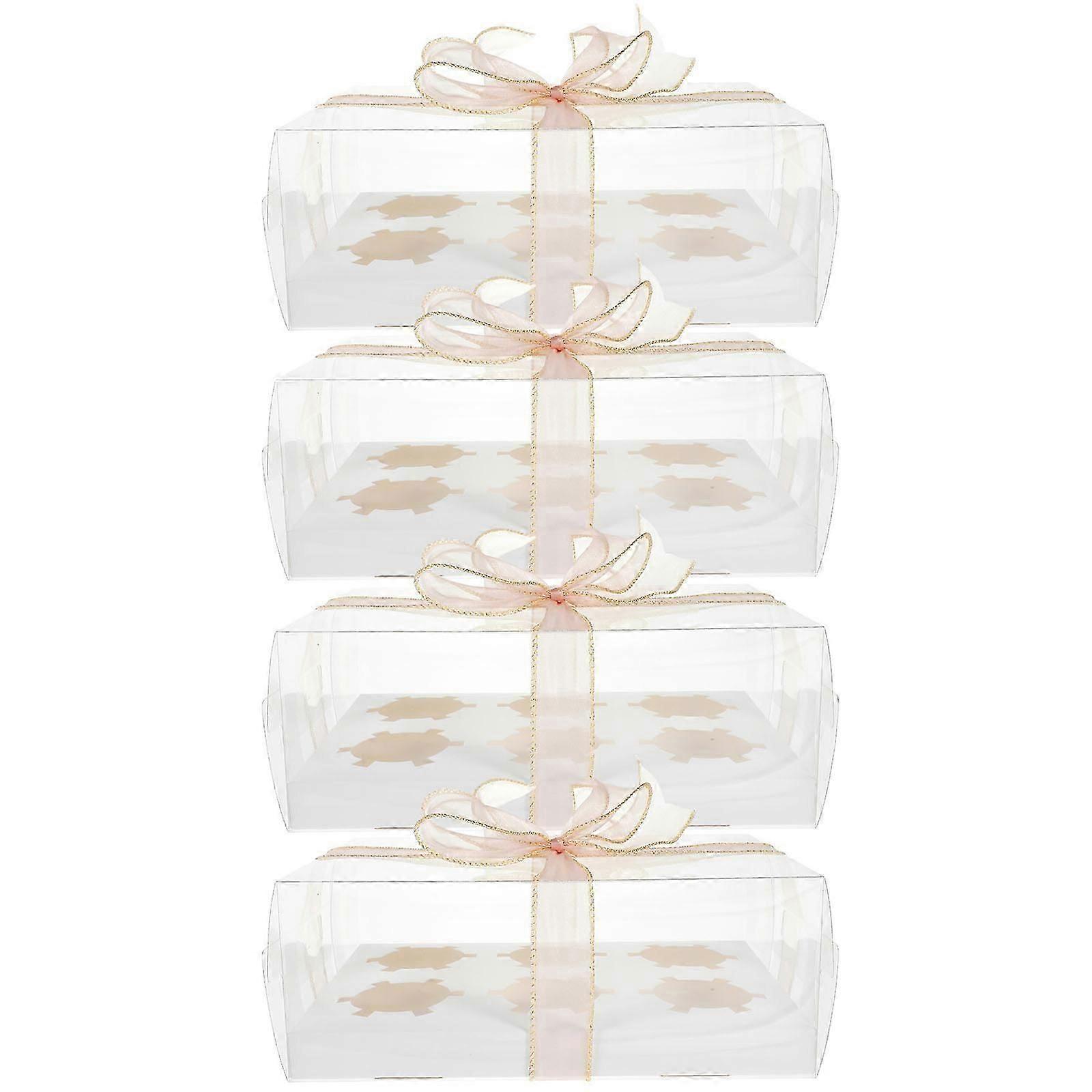 Egg Cake Paper Cup Transparent Cupcake Boxes for Packaging 4Pcs Cookie Boxes