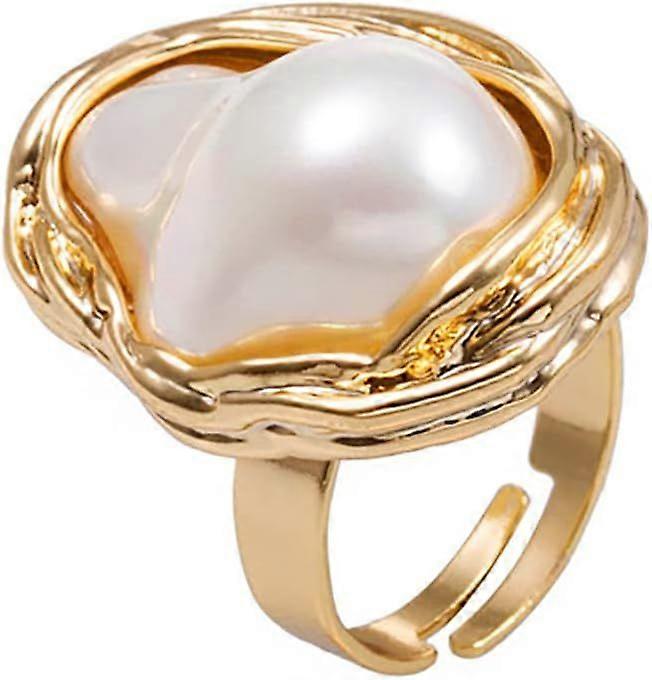 Pearl Ring Silver Pearl Statement Ring Adjustable Chunky