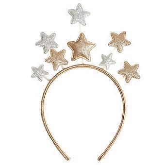 Glitter Star Headband Cute Star Hair Hoop Headwear Christmas Birthday Party Crown Tiara Headpieces Hair (Gold)