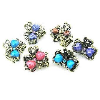 12 pezzi Mini fermaglio per capelli vintage in lega da donna con strass antiscivolo, forcina per capelli, artiglio per capelli, piccola clip per frangia, morsetto per capelli (stile 5) Stile 5