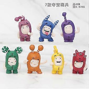 Set van 7 schattige Oddbods PVC-actiefiguurtjes, 4 cm