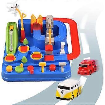 Car Adventure Race Track Set for Kids 3-8 Years with 2 Cars 1 Helicopter 8 Challenges ABS Safe Material Hands-On Learning Toy for Boys and Girls