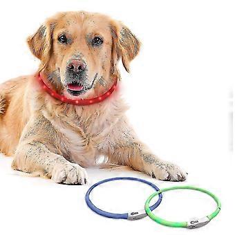 USB Rechargeable LED Flashing Dog Collar Light Silicone Pet Lead 70cm Night Visibility