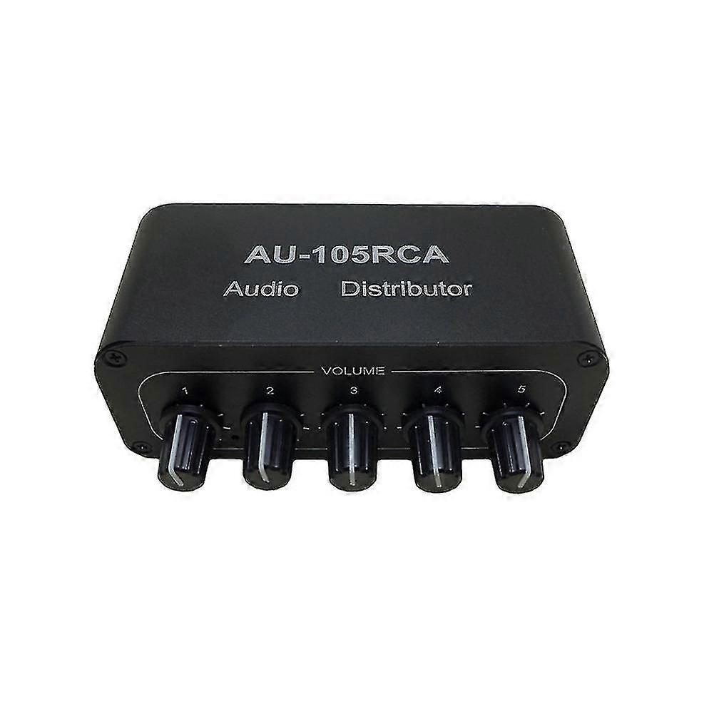 Stereo Audio Mixer 1 Input 5 Output Multi-Channel Audio Source Distributor RCA Interface for Amplif