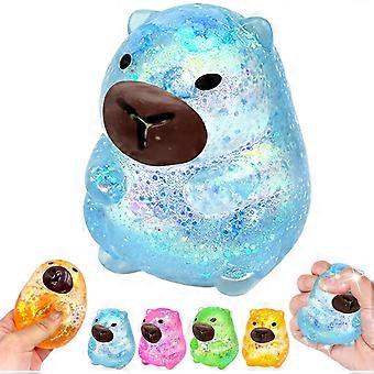 1 stuk glitter capibara knuffel, zachte TPR maltose knijpbal voor stressvermindering, schattige capibara friemelbal voor angstverlichting, zachte friemelbal voor volwassenen.