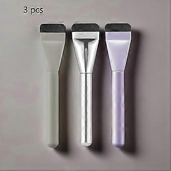 New_3 Pcs Flat Foundation Makeup Brush Set, Ultra-Thin Straight Line Face Brush for Powder, Liquid, Concealer, Face Cream, Blusher