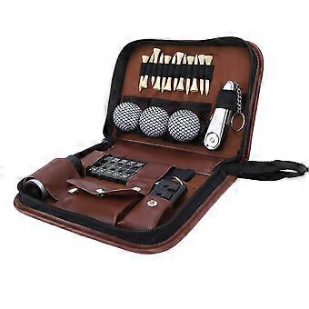 Golfaccessoireset met divottool, ballen, ballenklem, scorebord, afstandsmeter, golftees en PU-golftas. Alles-in-één golfset.