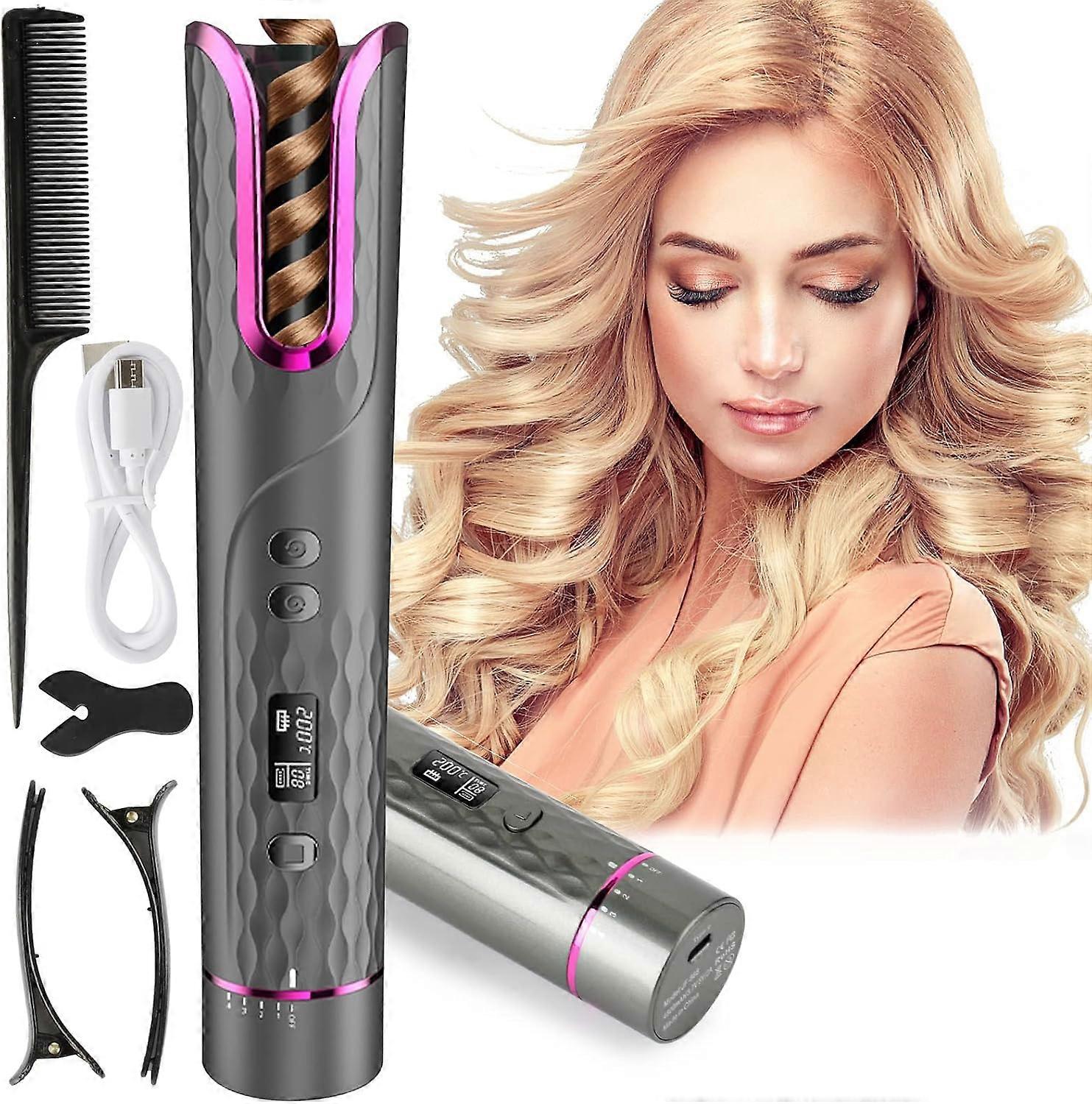 Automatic curling iron with LCD display, fast heating