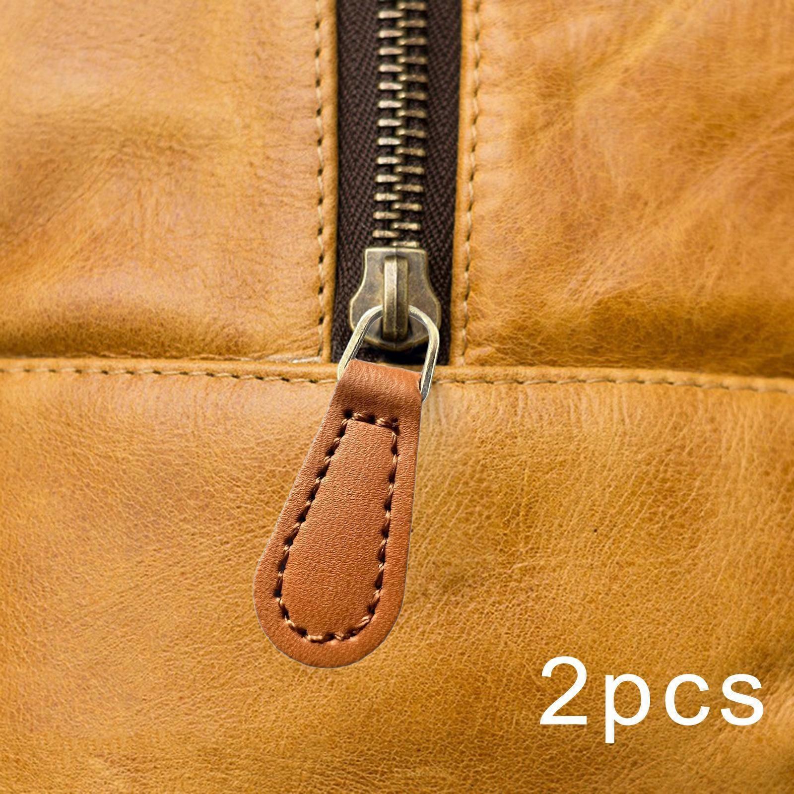 2Pcs Zipper Pulls, Zipper Heads PU Leather Replacement Zip Puller Tags Pull Tabs