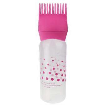 Hair Dye Applicator Brush Bottle with Comb, Precision Pump Dispensing, Salon Hair Color Bottle Pink