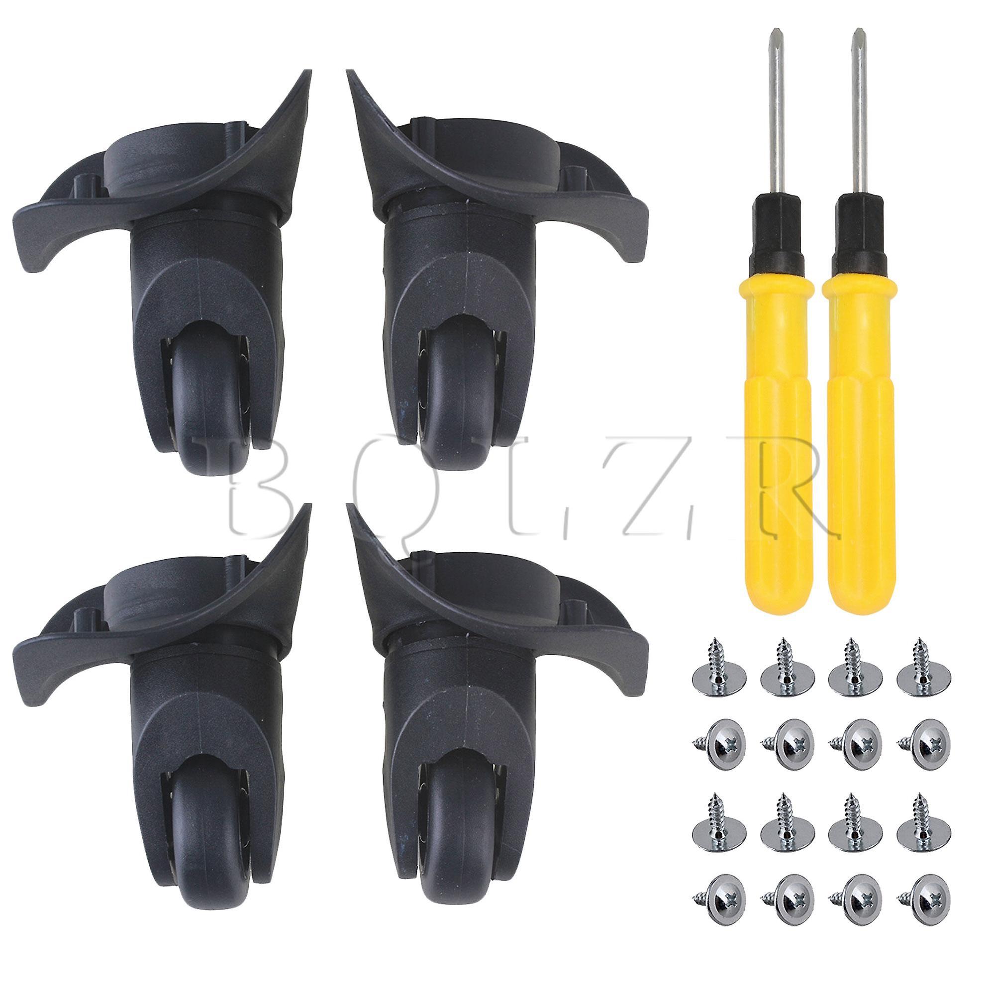 4Pcs Luggage Wheels Suitcase 360 Degree Swivel Spinner Black Plastic