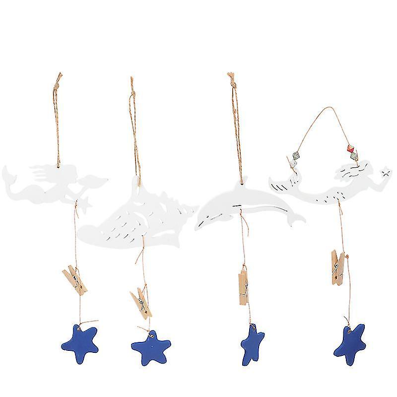 28X12cm White Post Cards 4pcs Wall Mount Photo Organizer Diy Photo Holder Home Picture Pendants