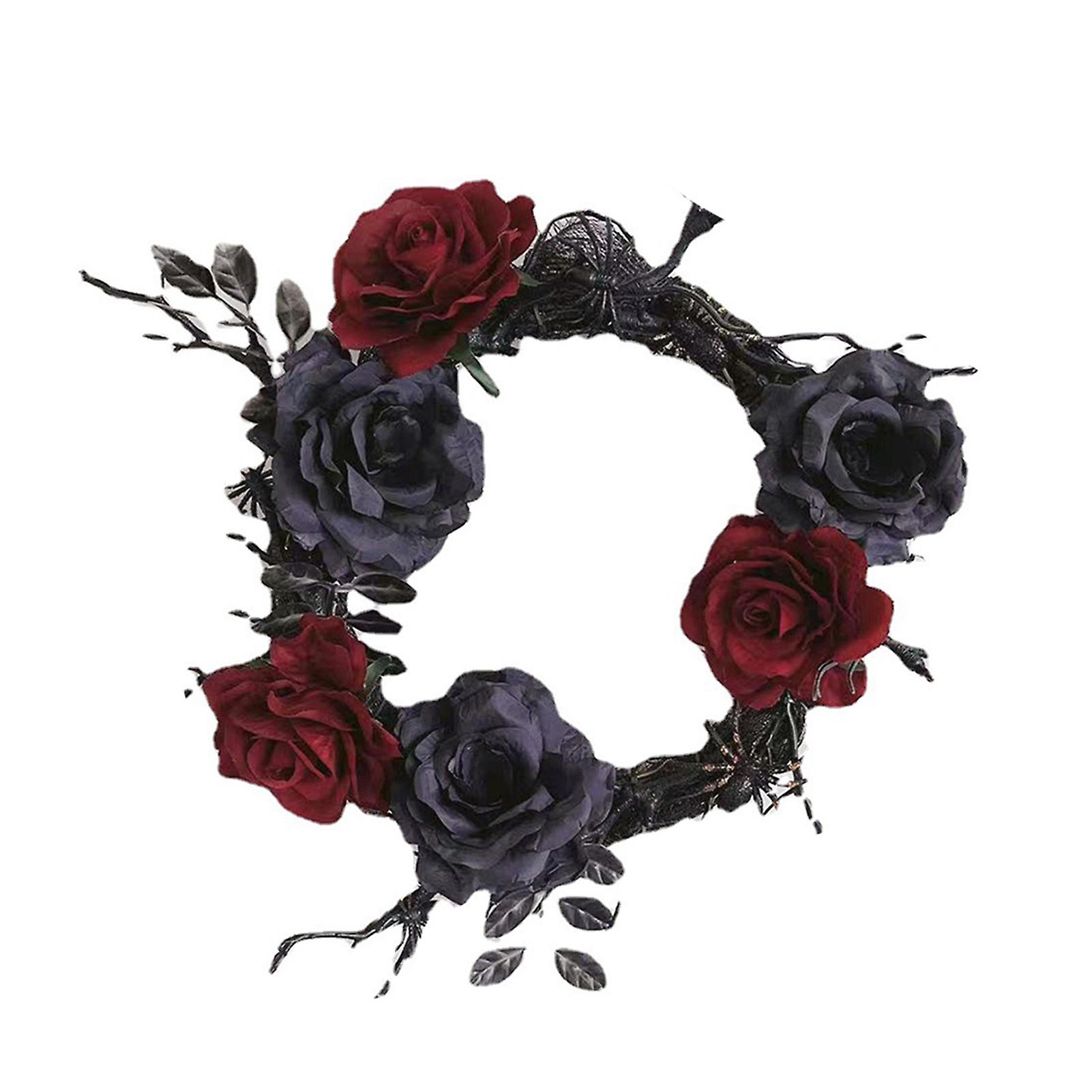 60cm Halloween Simulation Rose Wreath Creative Spooky Pumpkin Wreath For Home Office Room Background Decoration