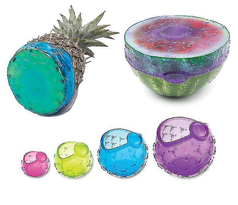 4pcs  Fresh-keeping Film Fruit Vegetable Food Cling Round Silicone Cover