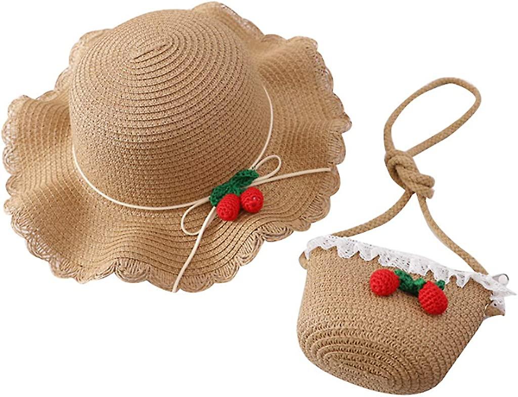 Children Sun Sun Tourism Set and Hat Straw Hat Age Hat 2-8 Bag Girls Flower Bucket Hat for Baby Boy 0-3 Months 202222