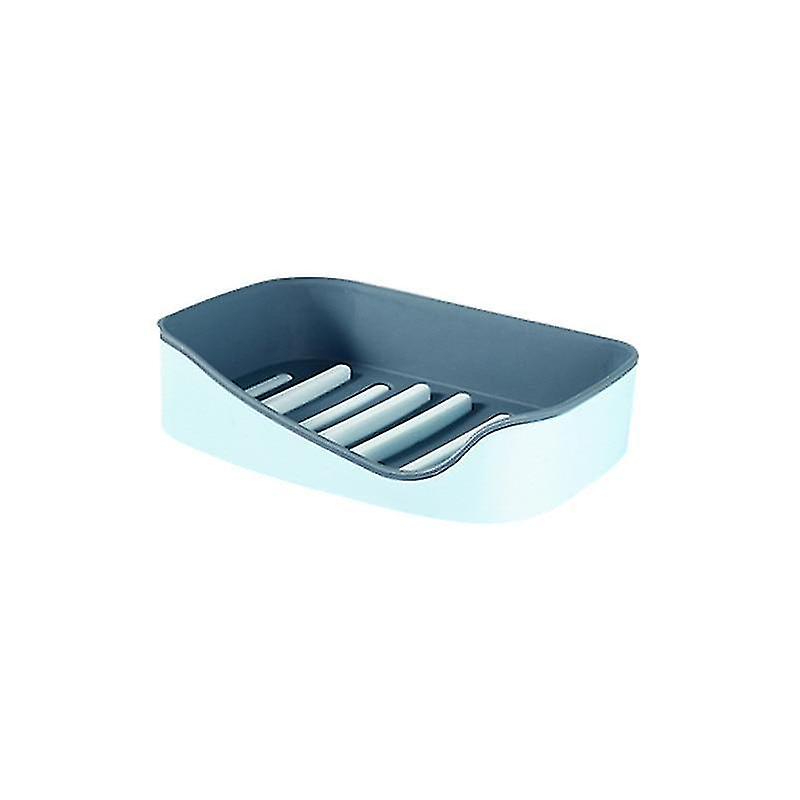 Light blue Wall Mounted Self Adhesive Dishes Soap Sponge Storage Box Rack