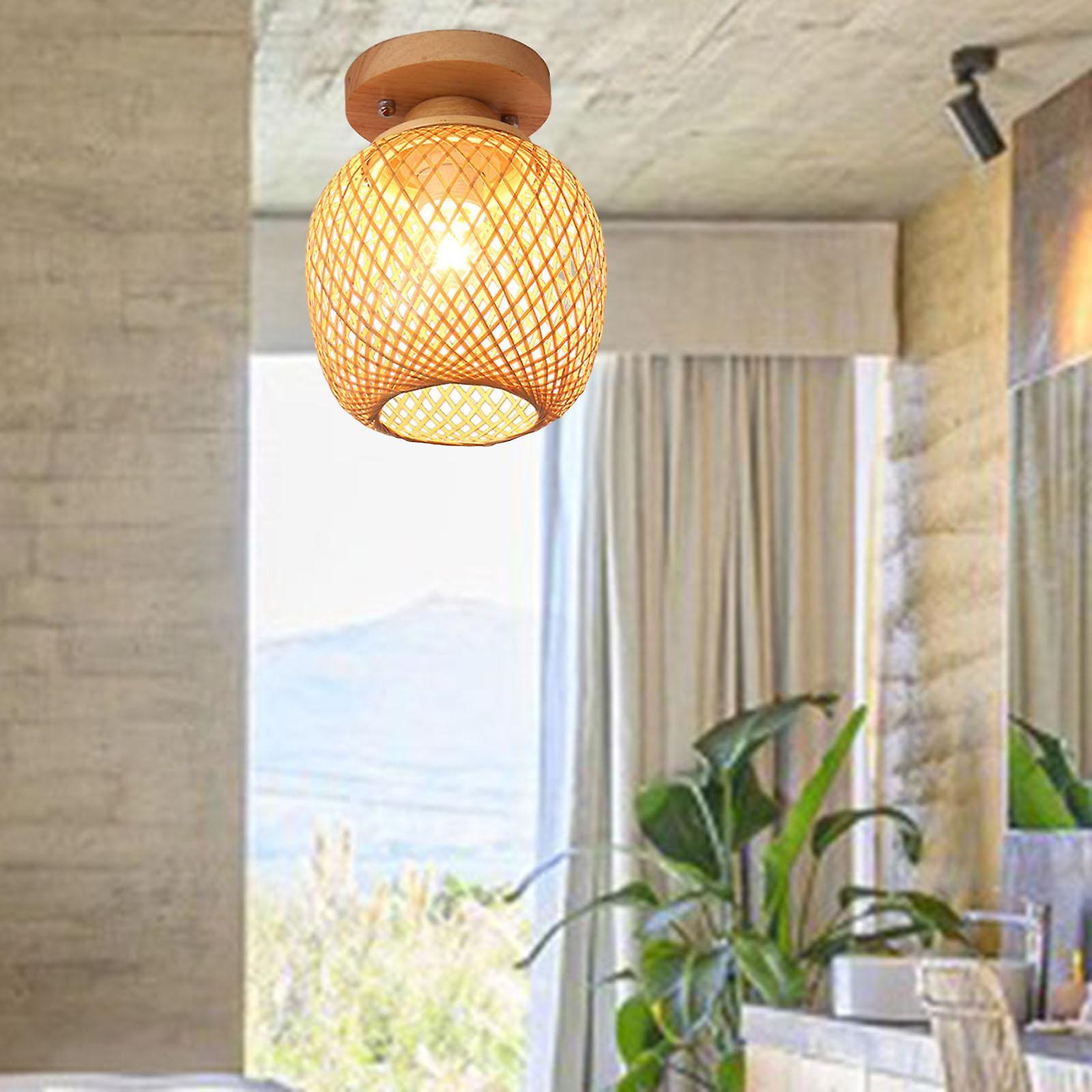 Bamboo Wicker Lantern Lampshade Ceiling Light Fixture Fixture Kitchen  C