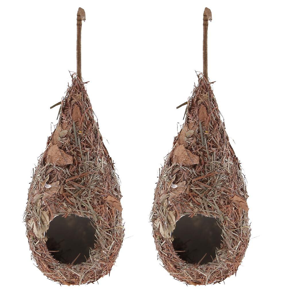 2pcs Artificial Straw Bird Nest House Hatch Breeding Grass Cave