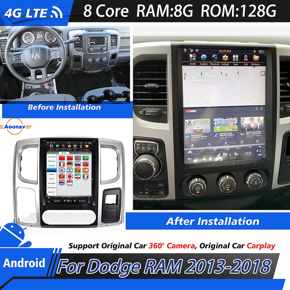 Multimedia Android System For Dodge RAM 2013 2014 2015 2016 2017-2018 Touch Screen GPS Navigation Recorder Player with Carplay