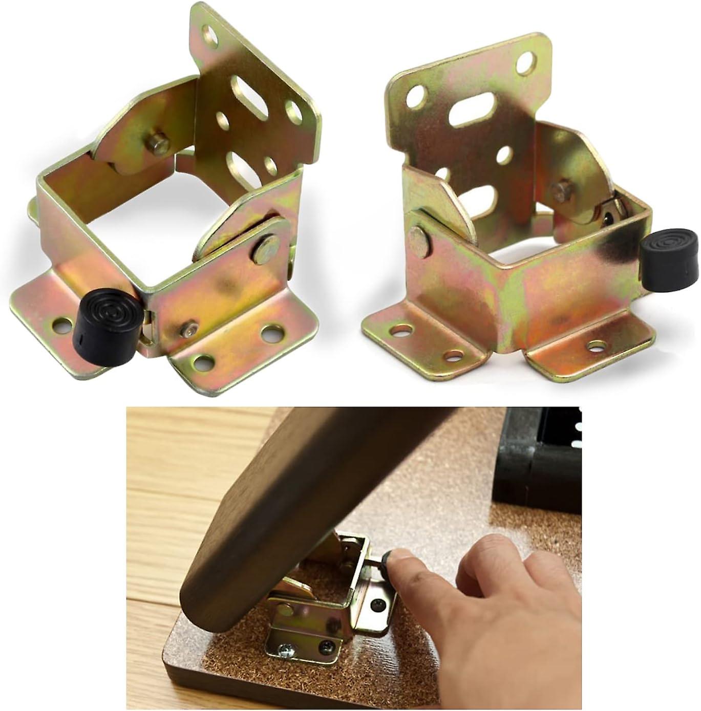 Locking Hinge 1 Pair Multifunctional 90 Degree Automatic Locking Folding Bracket Suitable for Folding Furniture Table(Bronze Color)