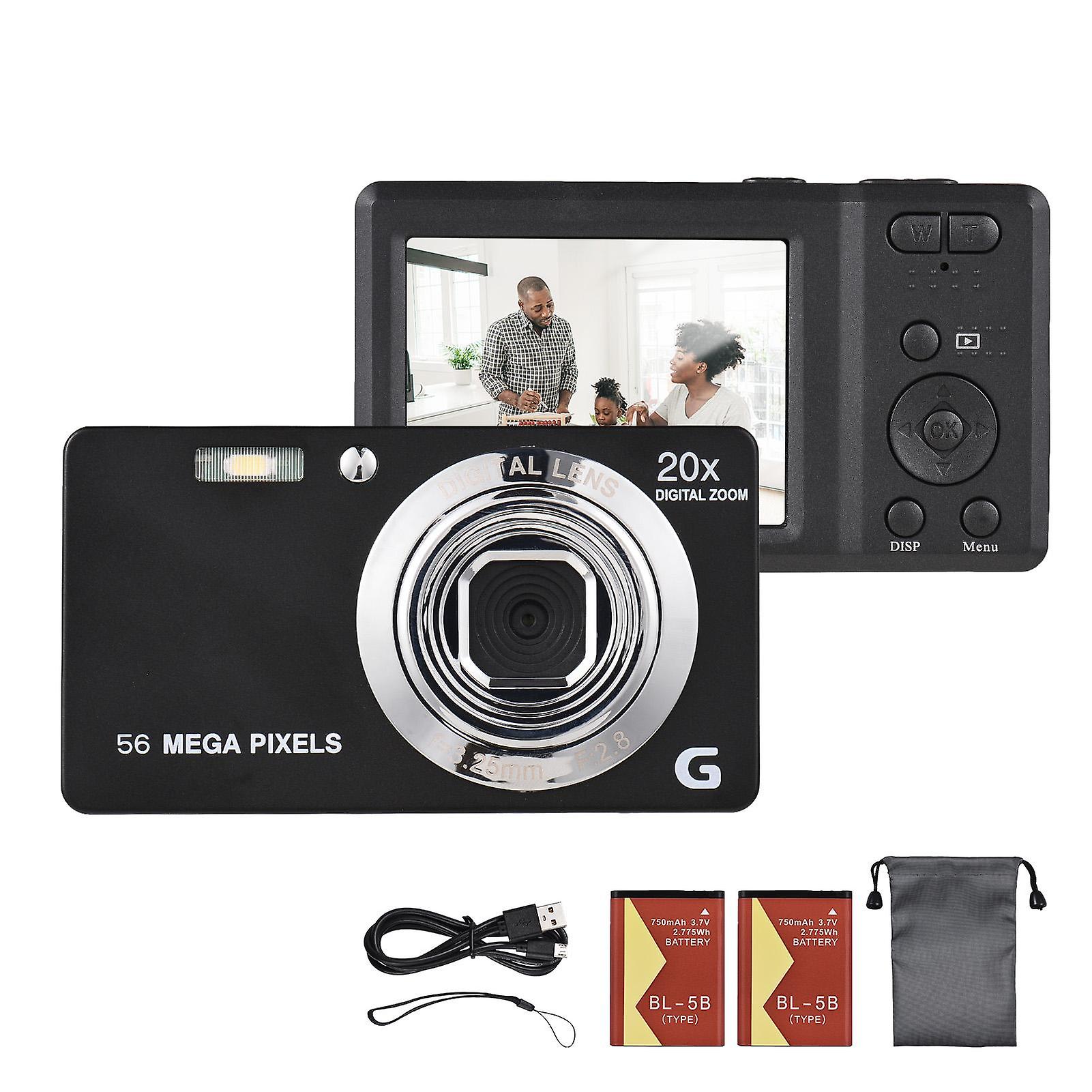 2.7-inch TFT Portable Digital Camera 56MP 4K Ultra HD 20X Zoom Auto Focus Self-Timer Face Detection