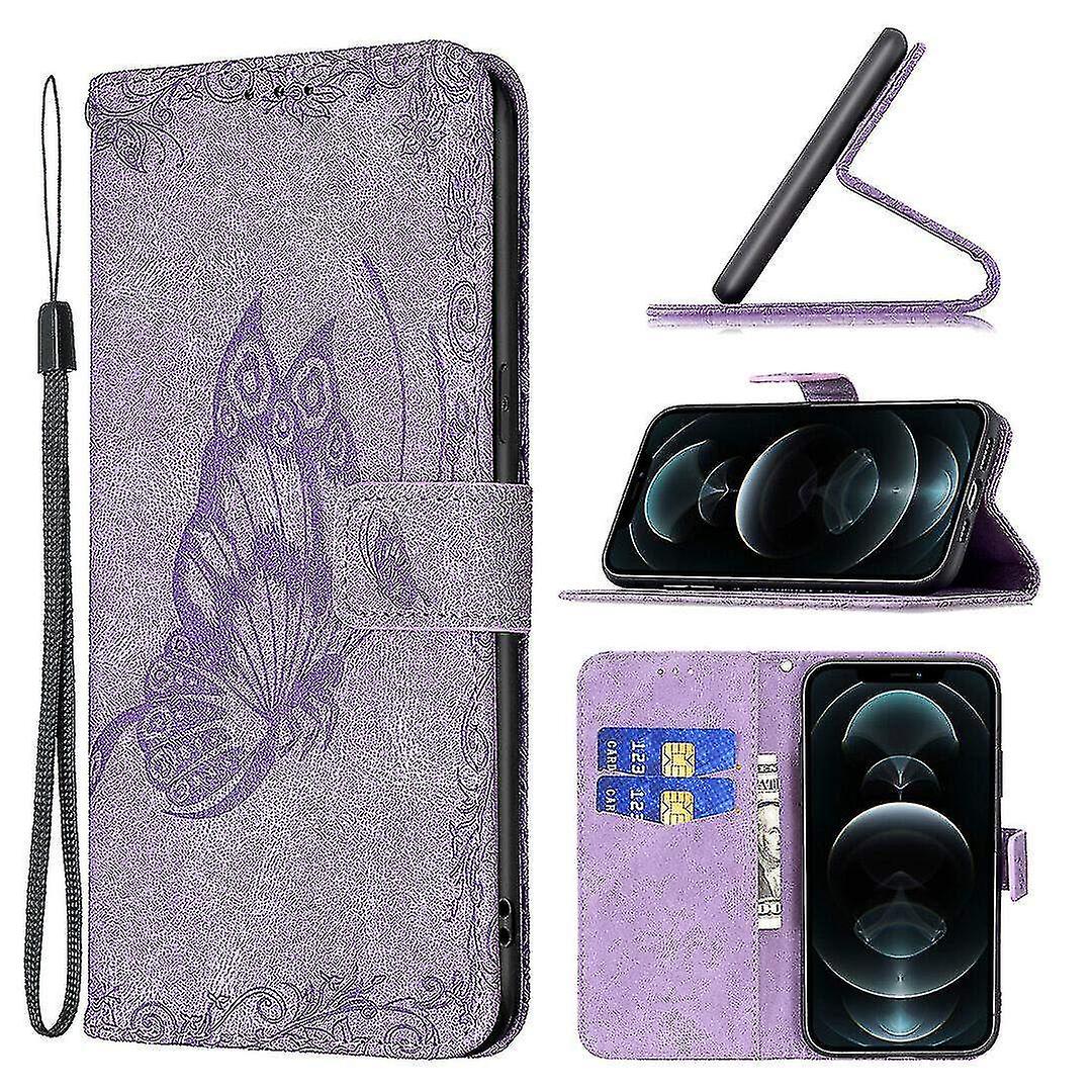 Compatible With Iphone 12 Pro Max Violet Butterfly Mobile Case