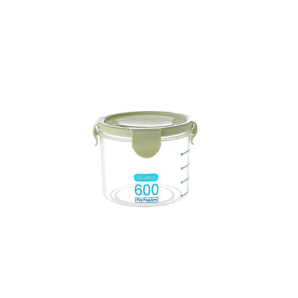Transparent Plastic Storage Box for Food, Cereals, Beans, Nuts (Green 600ml)