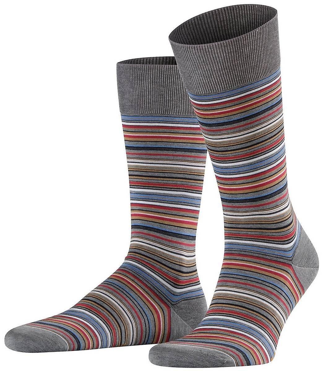 Falke Microblock Striped Socks - Steel Melange Grey