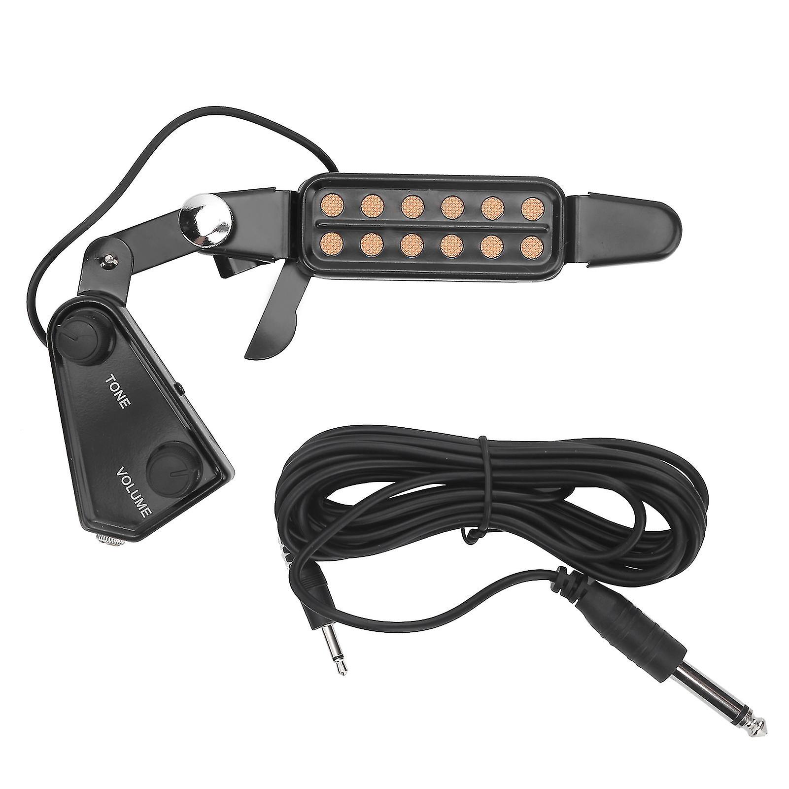 12 Sound Hole Guitar Pickup Electric Transducer with Volume and Tone Control for Ukulele