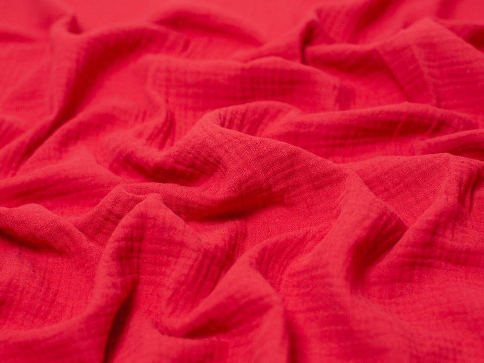 Minerva Textured Cotton Double Gauze Fabric Red - per metre